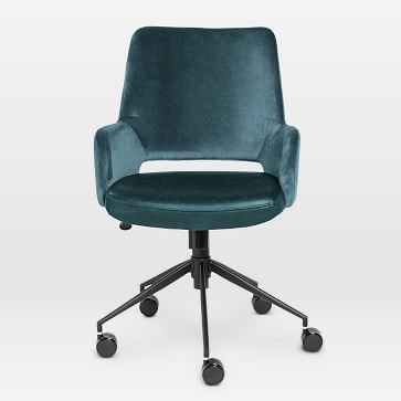 Two-Toned Upholstered Tilt Office Chair, Blue - Image 1