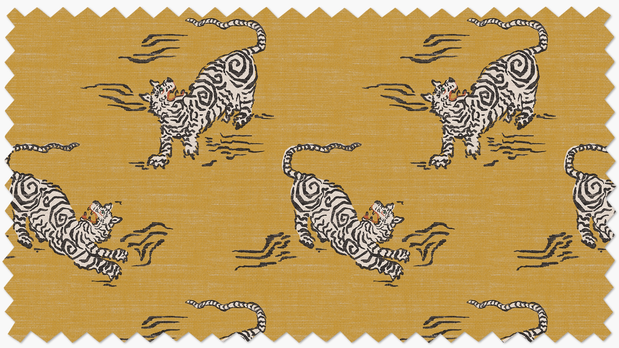 Printed Linen Blend Fabric By The Yard, Dijon Tigresse - Image 0