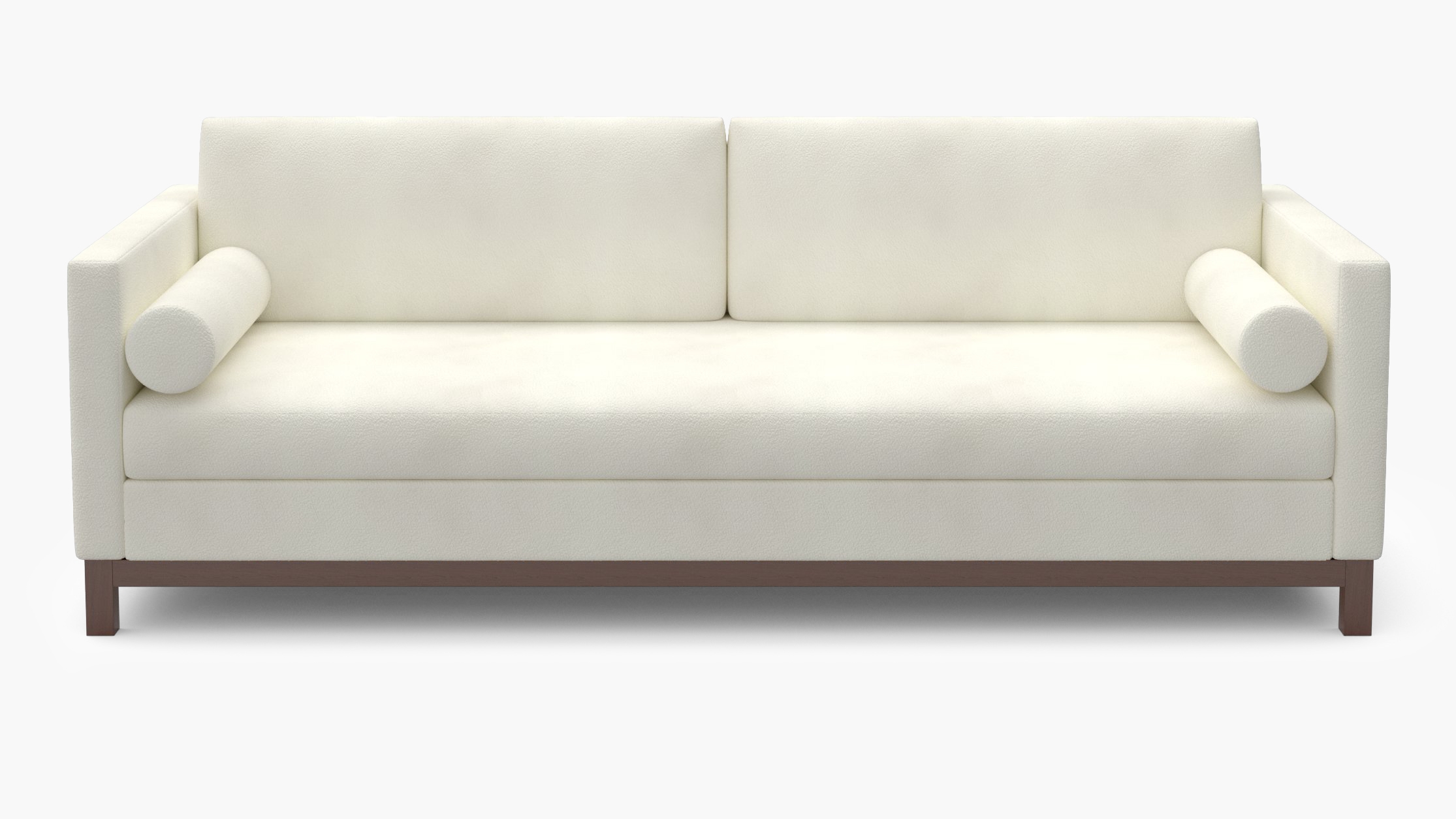 Tailored Tuxedo Sofa, Sheepskin, Walnut Wood Rail - Image 0