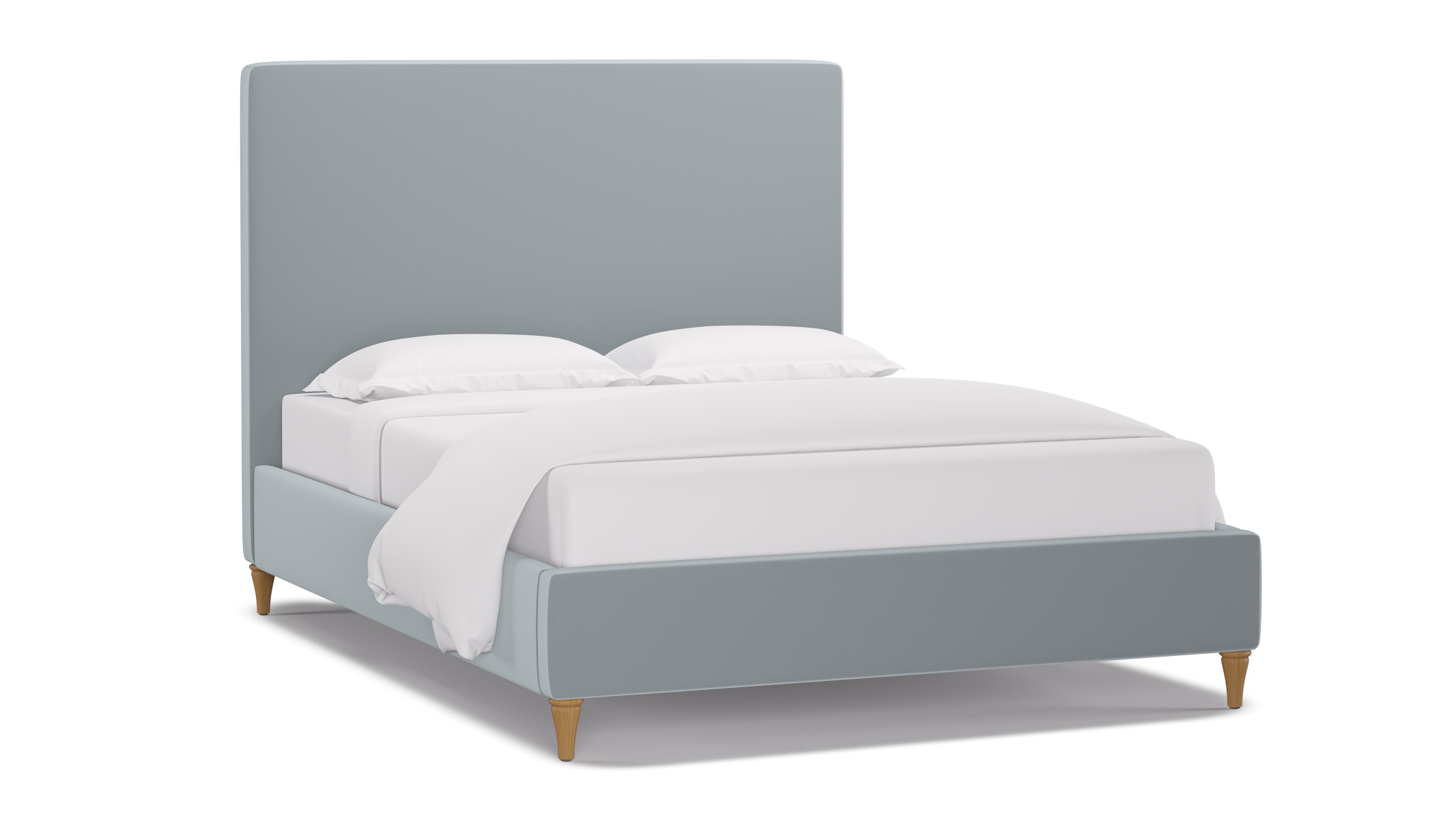 Classic Bed, Sterling Performance Velvet, Natural Decorative Tapered Leg, Queen - Image 1