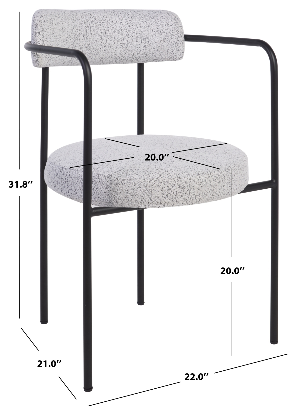 Andrean Dining Arm Chair - White / Black - Image 9