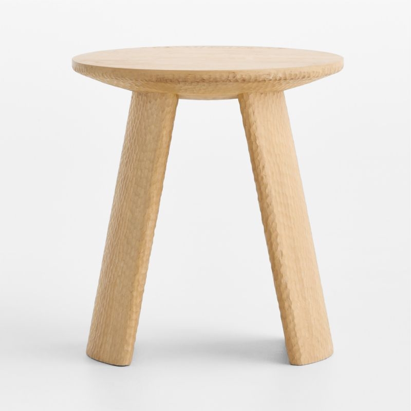 Canberra Carved White Oak 20" Side Table, Set of 2 - Image 2