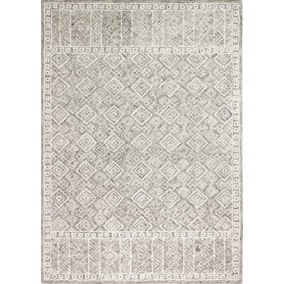 Lafontaine Geometric Handmade Tufted Wool Taupe Area Rug - Image 0