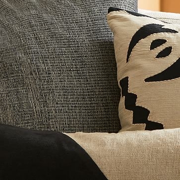 Barcela Reverse Applique Pillow Cover, 20"x20", Black Stone - Image 1