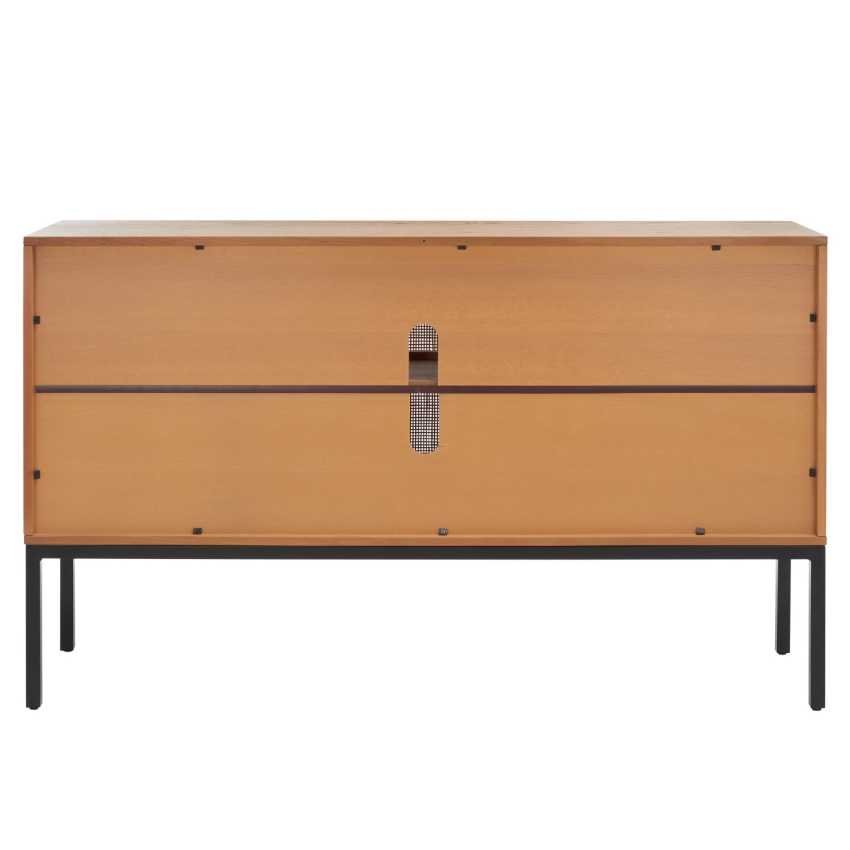 Zadie 2 Shelf Rattan Sideboard - Natural / Black - Safavieh - Image 5