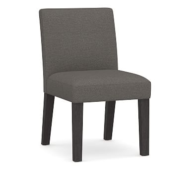PB Classic Upholstered Dining Side Chair, Blackened Oak Legs, Sunbrella(R) Performance Essential GRANITE - Image 0