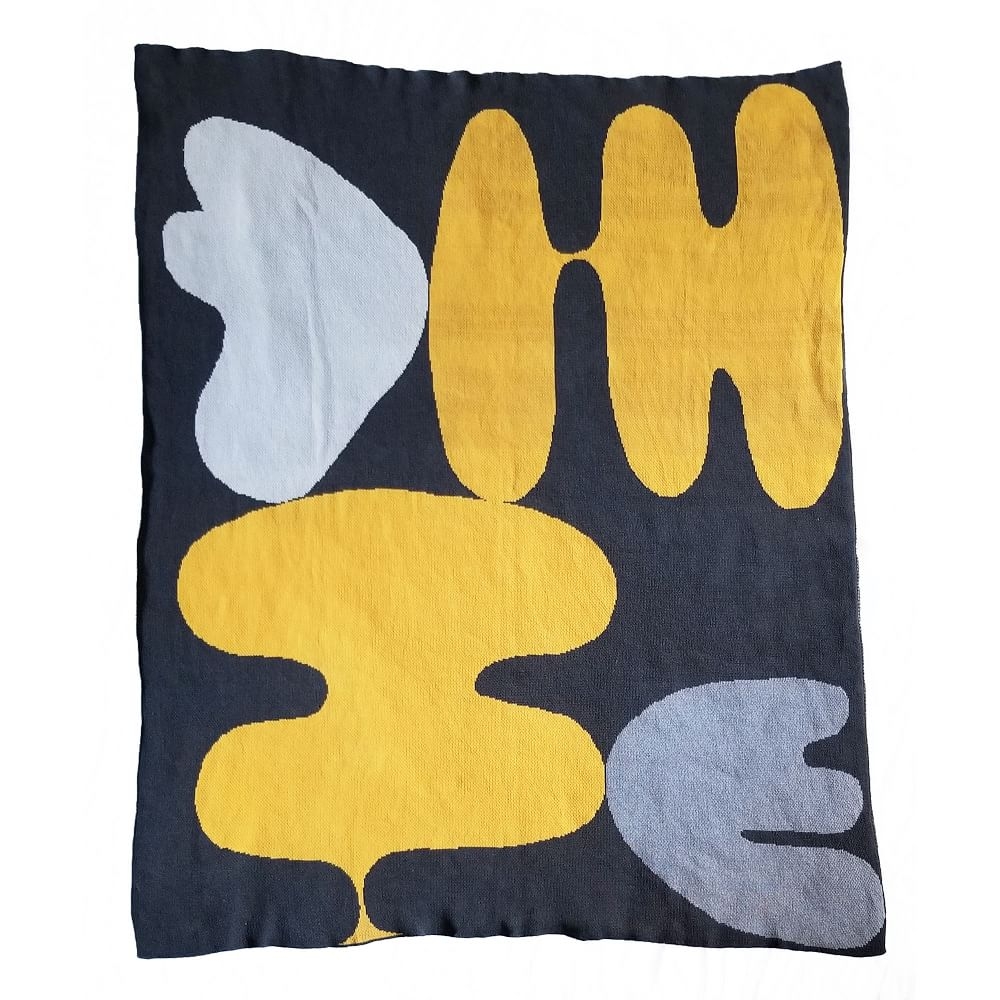 100 percent Combed Cotton Knitted Blanket Yellow - Image 0