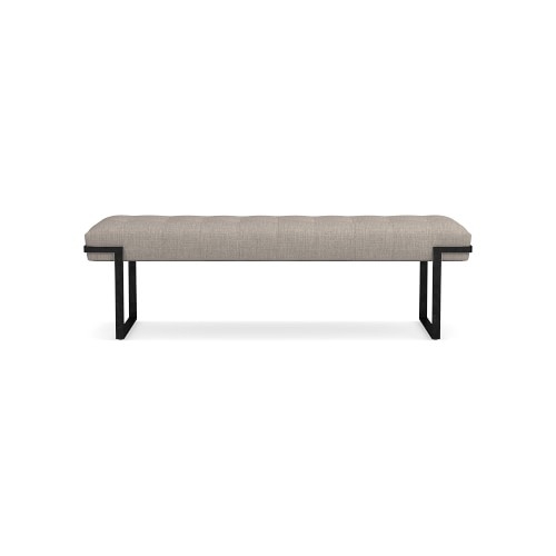 Mixed Material Bench, Standard Cushion, Perennials Performance Melange Weave, Light Sand, Bronze - Image 0