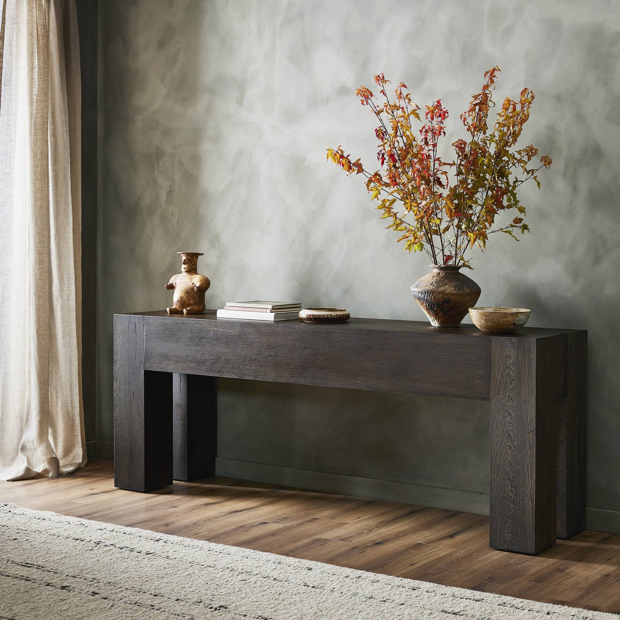 Abaso Console Table - Ebony Rustic Wormwood Oak - Image 9