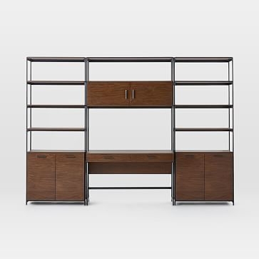 Foundry Wide Bookcase + Desk Set, Dark Walnut - Image 3