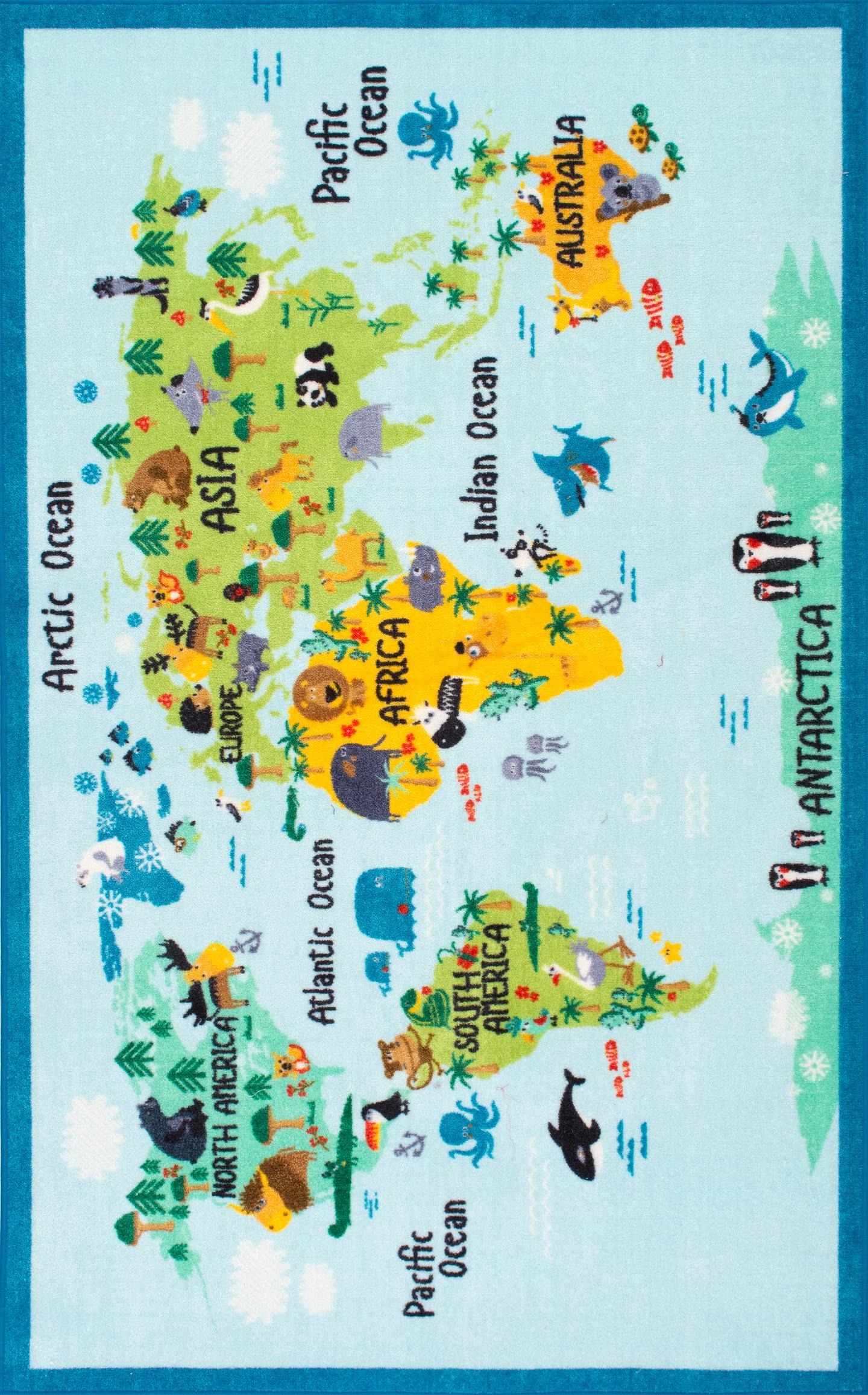 Animal World Map Area Rug - Image 1
