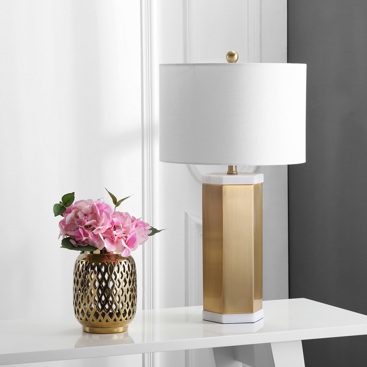Alya Table Lamp - White/Brass Gold - Arlo Home - Image 2