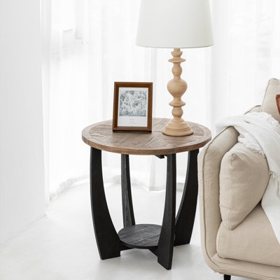 Rustic Farmhouse End Table with Storage Shelf, French Country Accent Side Table - Image 0