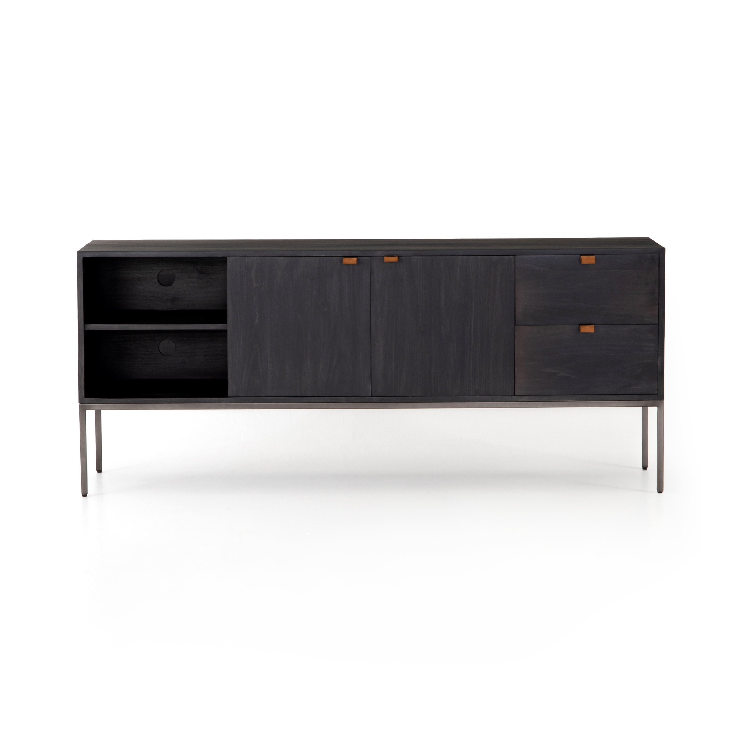 Trey Media Console-Black Wash Poplar - Image 3