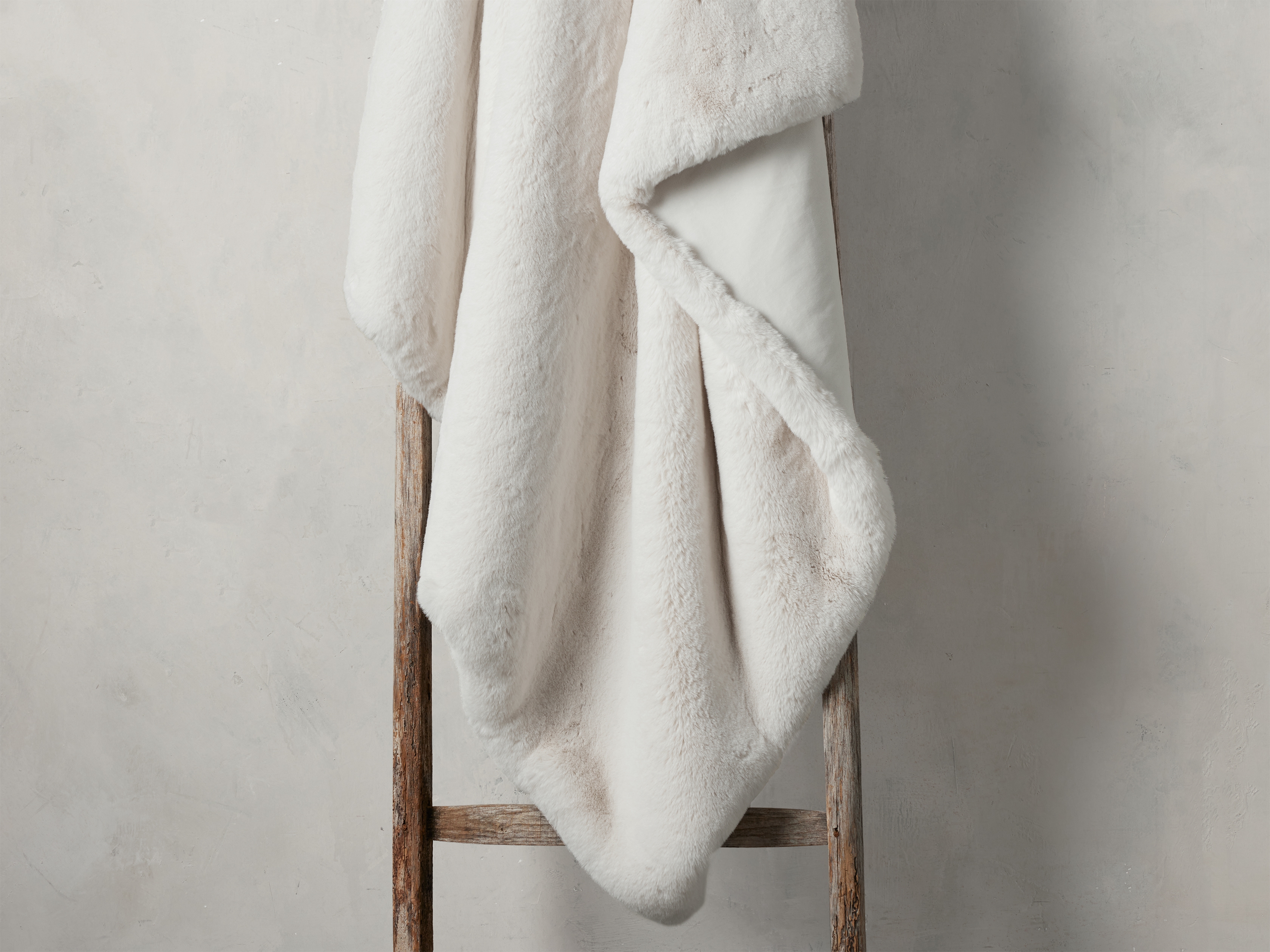 Faux Fur Oversized Rabbit Throw in White  Light Ivory - Image 0