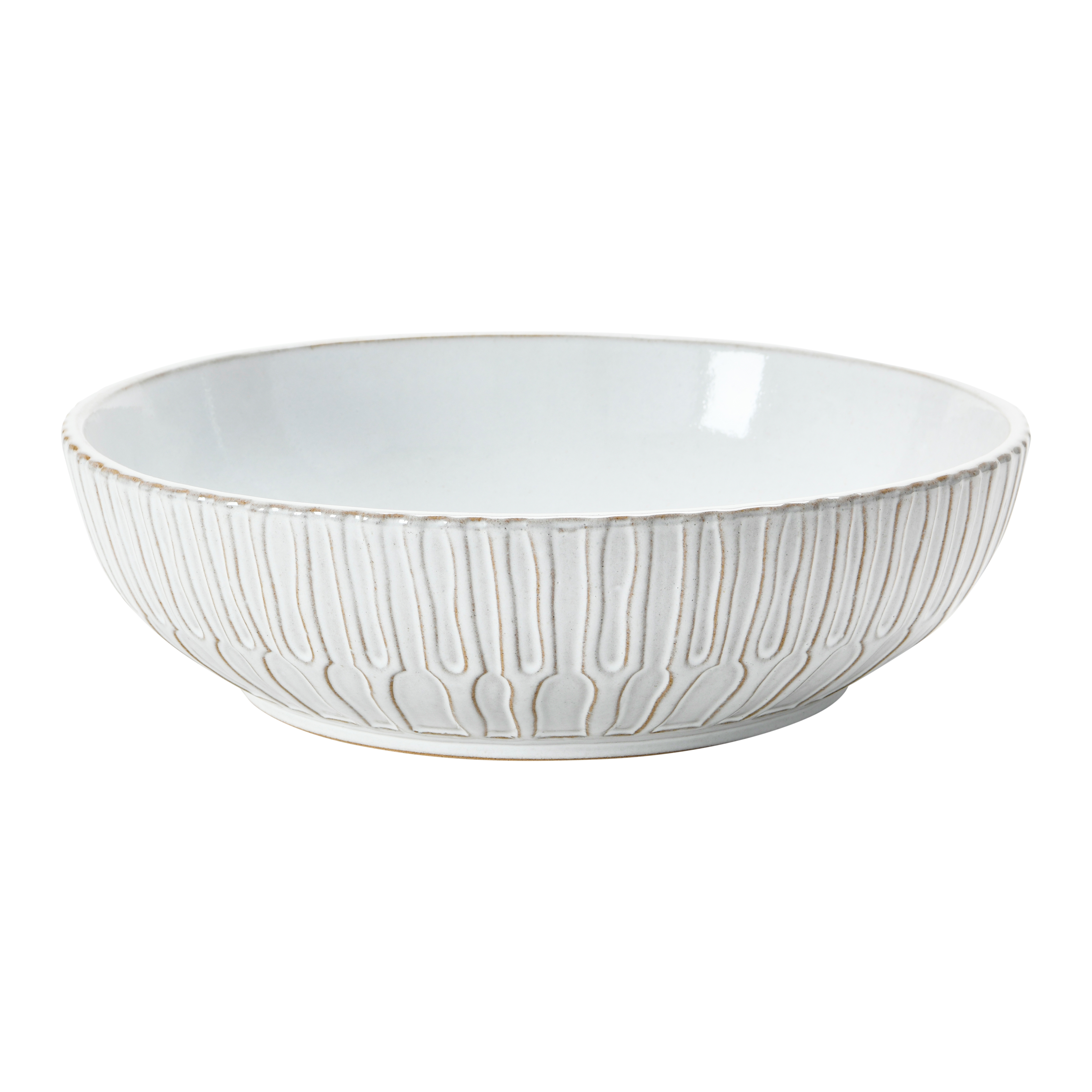 Debossed Stoneware Bowl, White - Image 0