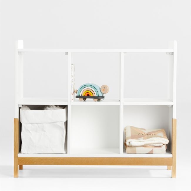 Rue White Wood 6-Cube Montessori Bookcase - Image 3