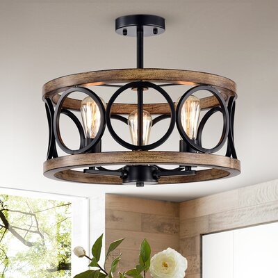 Vasbinder 3 - Light 17.72" Shaded Drum Semi Flush Mount - Image 0