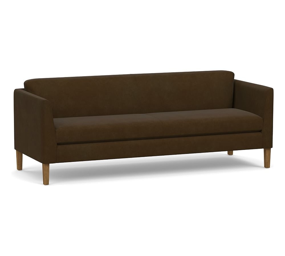 Hudson Leather Grand Sofa 84.5", Polyester Wrapped Cushions, Nubuck Coffee - Image 0