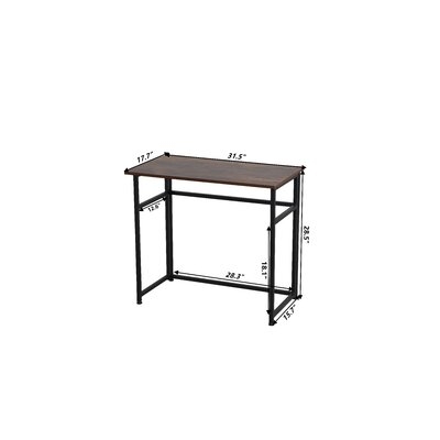 Small Computer Desk Home Office Desk Foldable Table Workstation For Small Places (Rustic Brown And Black) - Image 0