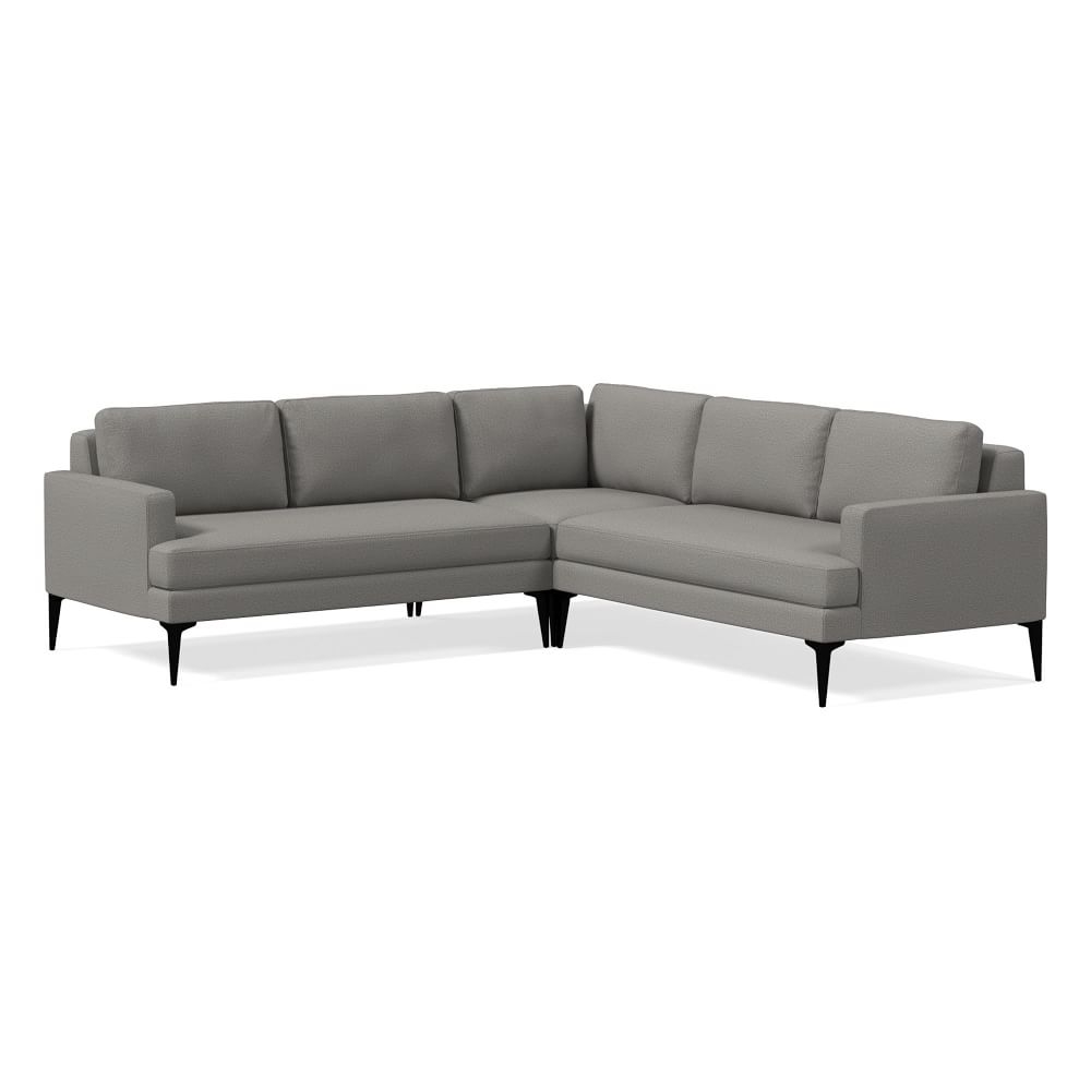 Andes 90" Multi Seat 3-Piece L-Shaped Sectional, Petite Depth, Chenille Tweed, Silver, Dark Pewter - Image 0