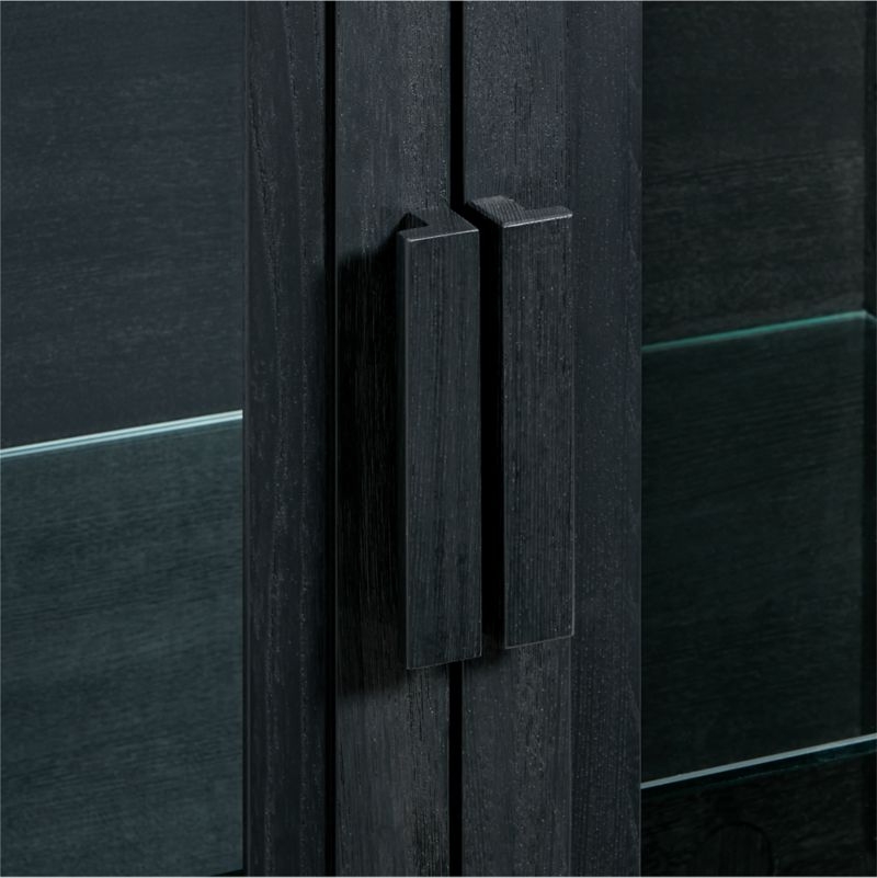Calypso 36" Black Wood Storage Cabinet with Glass and Wood Doors - Image 3