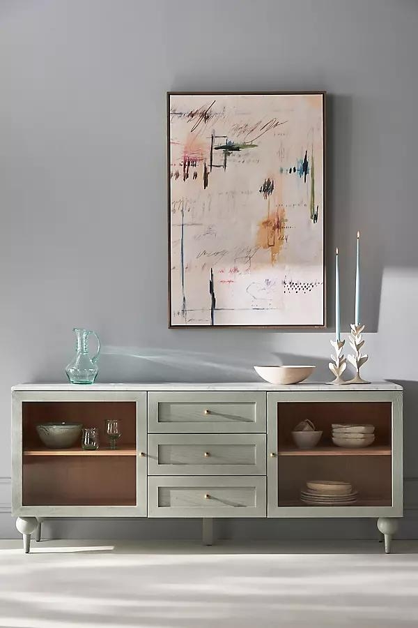Fern 72" Carrara Marble & Wood Buffet - Image 1