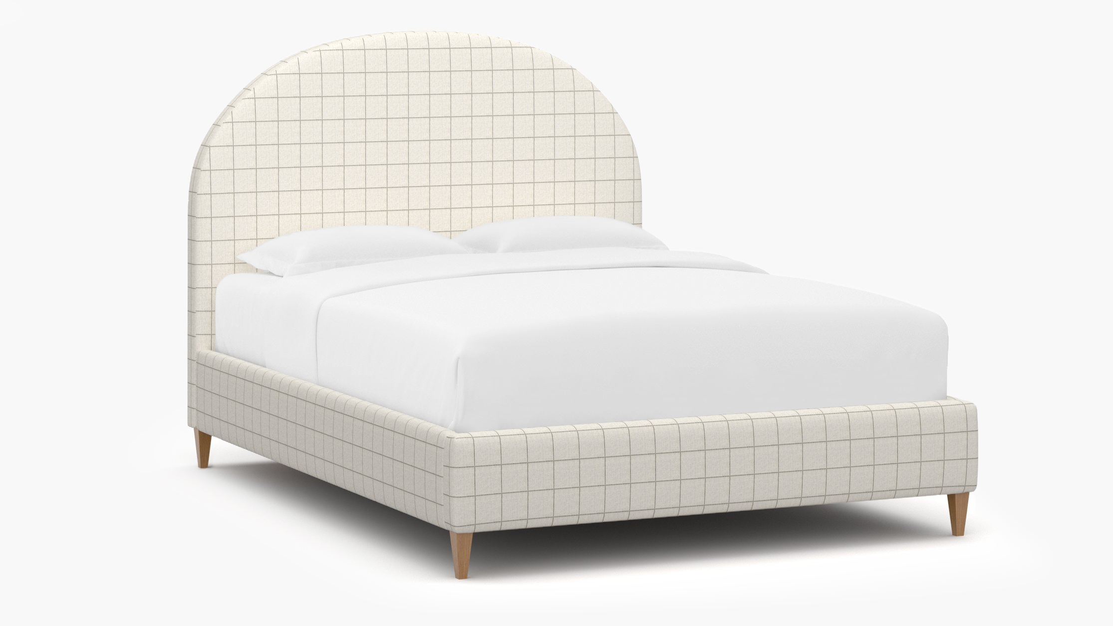 Demilune Bed, Coal Windowpane, Natural Square Tapered Leg, King - Image 1