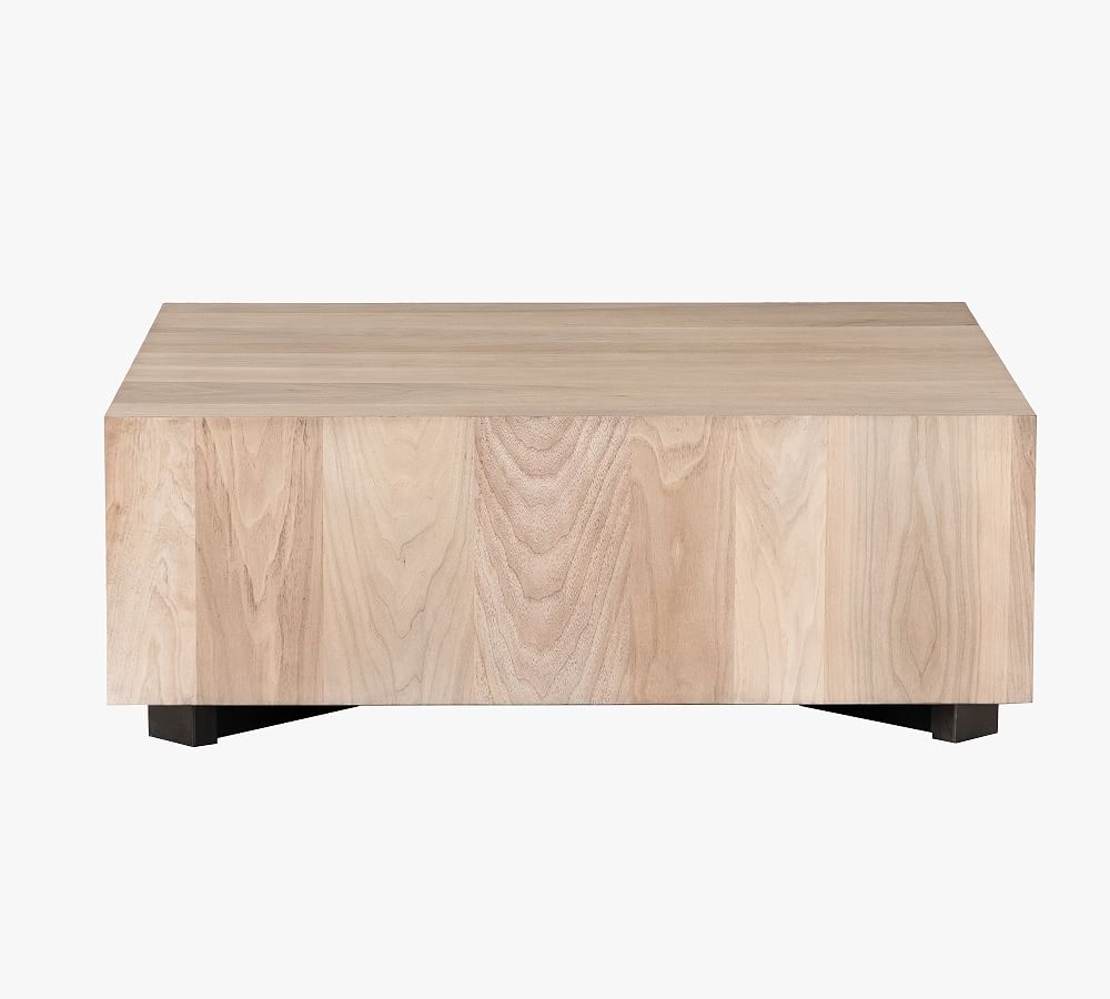 Terri 40" Cube Coffee Table, Gunmetal & Ashen Walnut - Image 0
