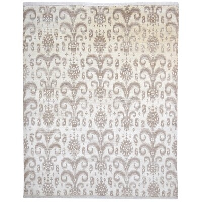 One Of A Kind  Hand-Knotted Persian 8' X 10' Ikat Wool Tan Rug - Image 0