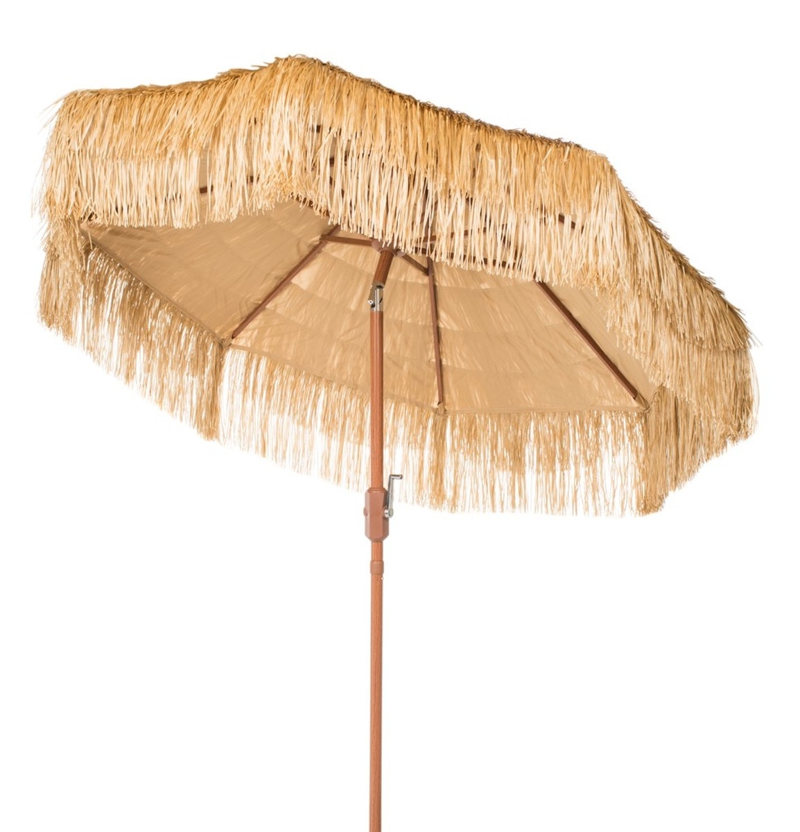 Tiki 9Ft Crank Umbrella - Brown - Safavieh - Image 3
