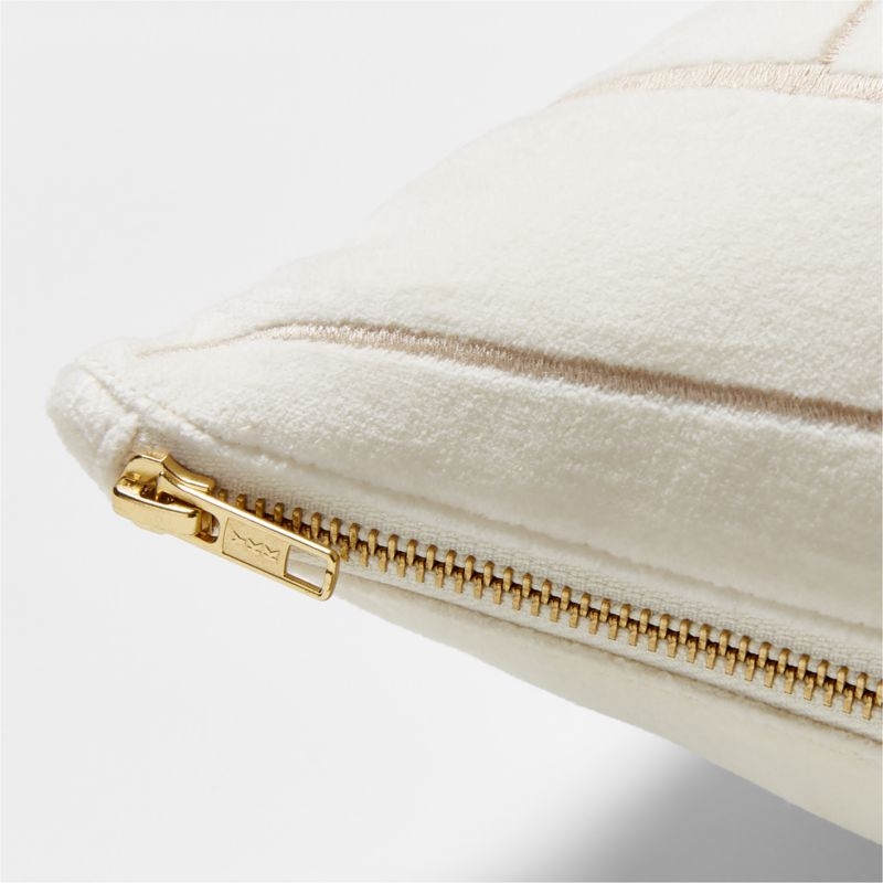 Arabella White Velvet Throw Pillow with Feather-Down Insert 23"x23" - Image 2
