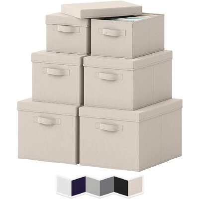 Pack Of 6 Storage Bins - Durable Storage Bins With Lids For Closet Storage Baskets - Portable Toy Box Baskets For Organizing - 2 Small 2 Medium 2 Large Storage Boxes With Lid - (Grey) - Image 0
