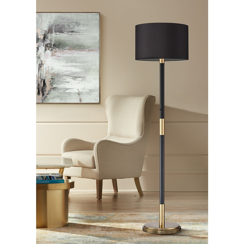Possini Euro Cameron 72.25" High Black Shade Light Blaster Floor Lamp - Image 0