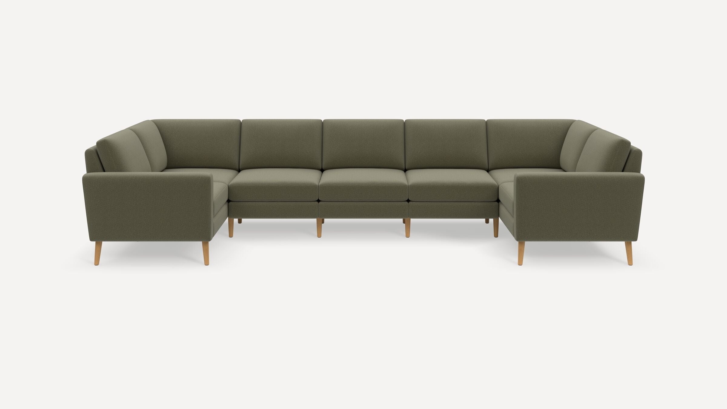 Nomad 7-Seat U Sectional - Moss Green - Performance Flatweave / Oak - Wood / Block - Image 0