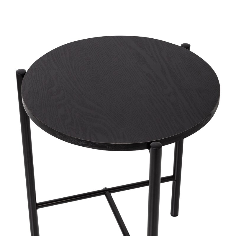 Round Side Table With T-Pattern Base, Black - Image 5