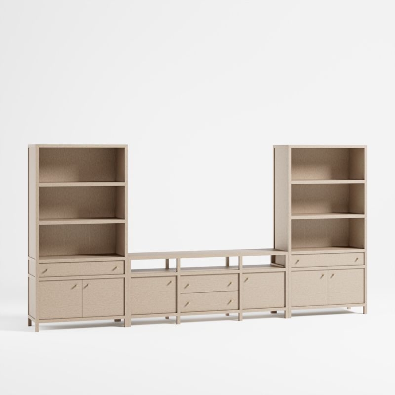 Keane 152" Weathered Natural Wood Storage Media Console Set - Image 4