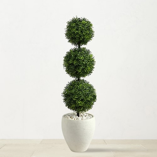 3.5' Faux Triple Ball Boxwood Topiary - Image 0