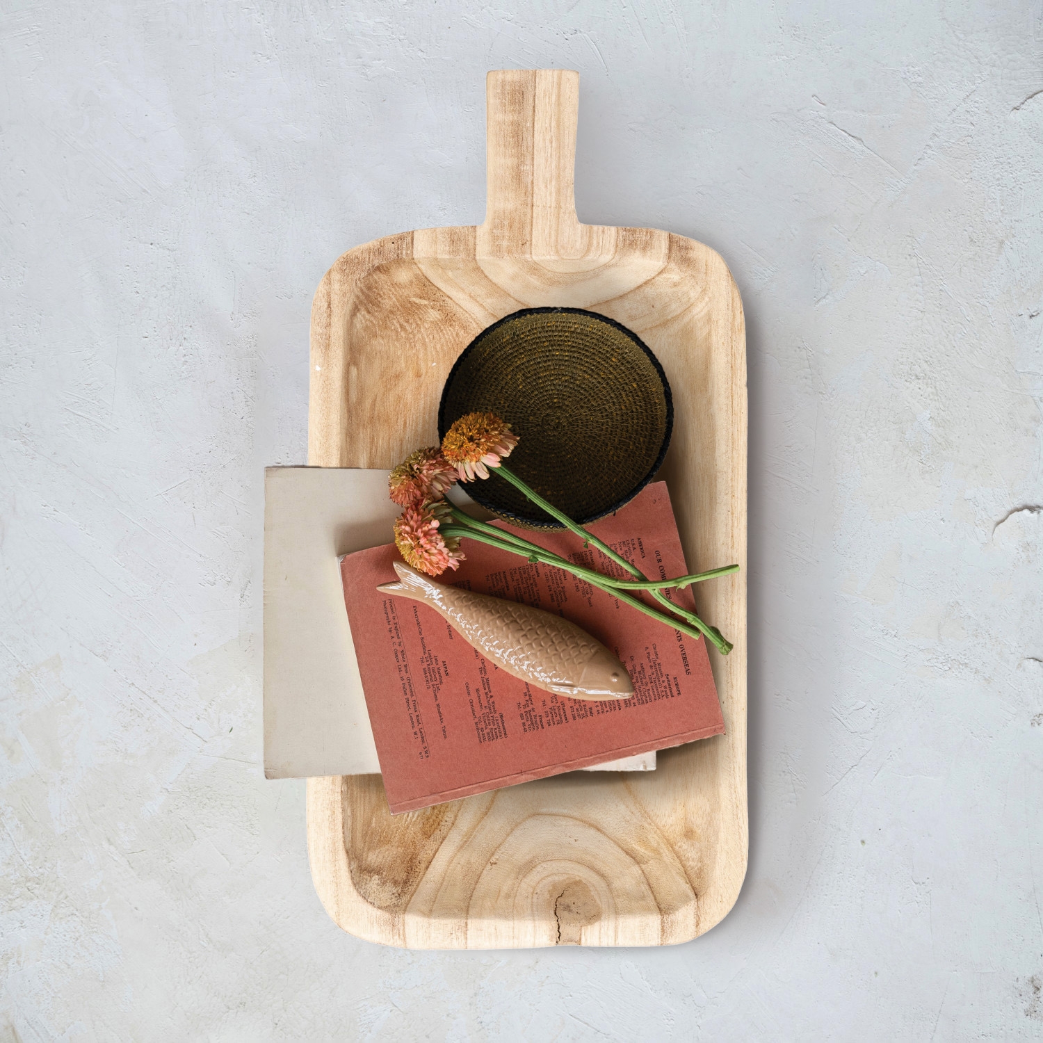 Paulownia Wood Decorative Tray, Natural - Image 0