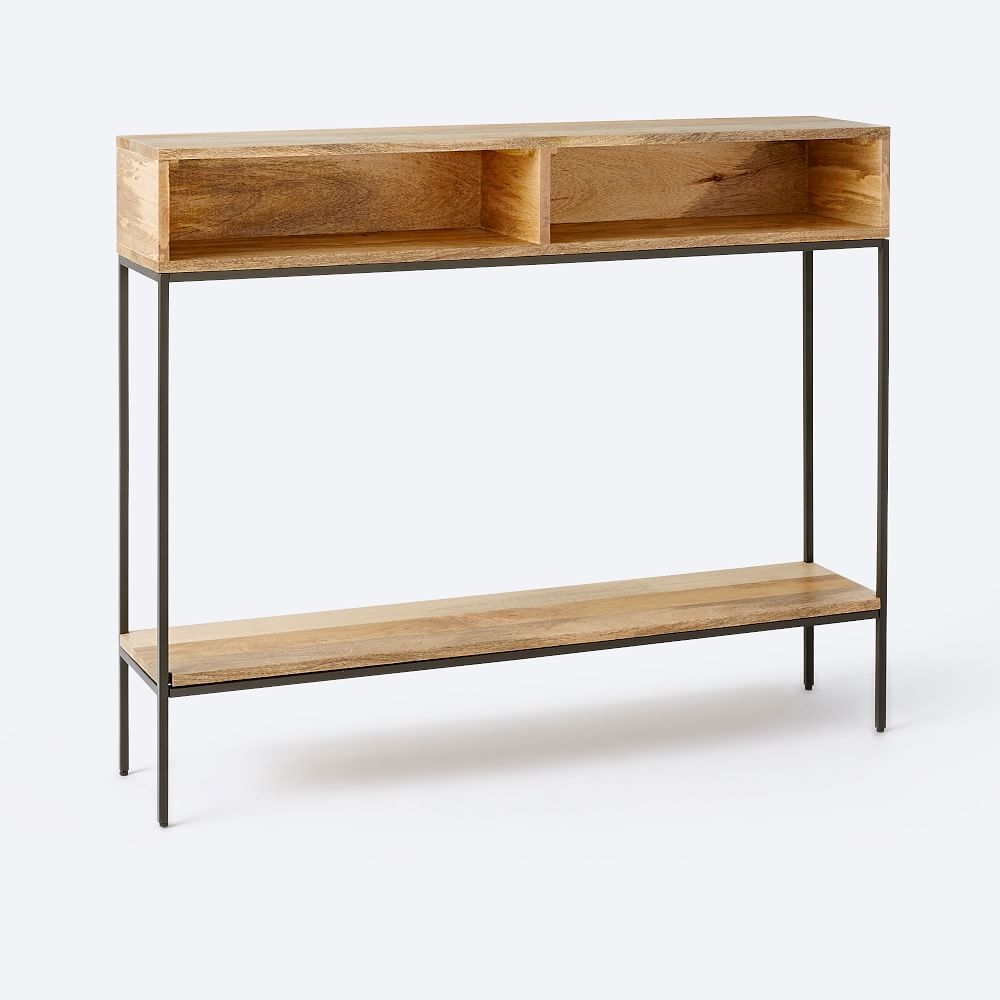 Industrial Storage 42" Open Skinny Console, Raw Mango, Blackened Steel - Image 0