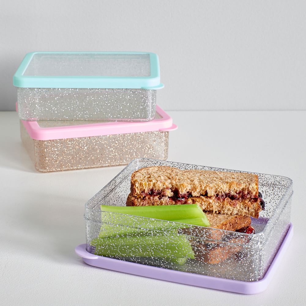 Silver Glitter, Aqua Glitter Sandwich Box - Image 0