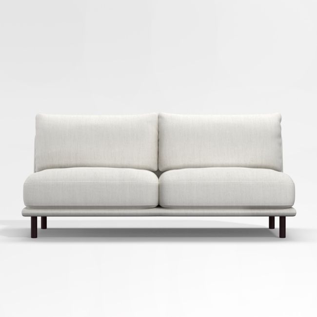 Wells Armless Sofa with Dark Brown Leg Finish - Image 0