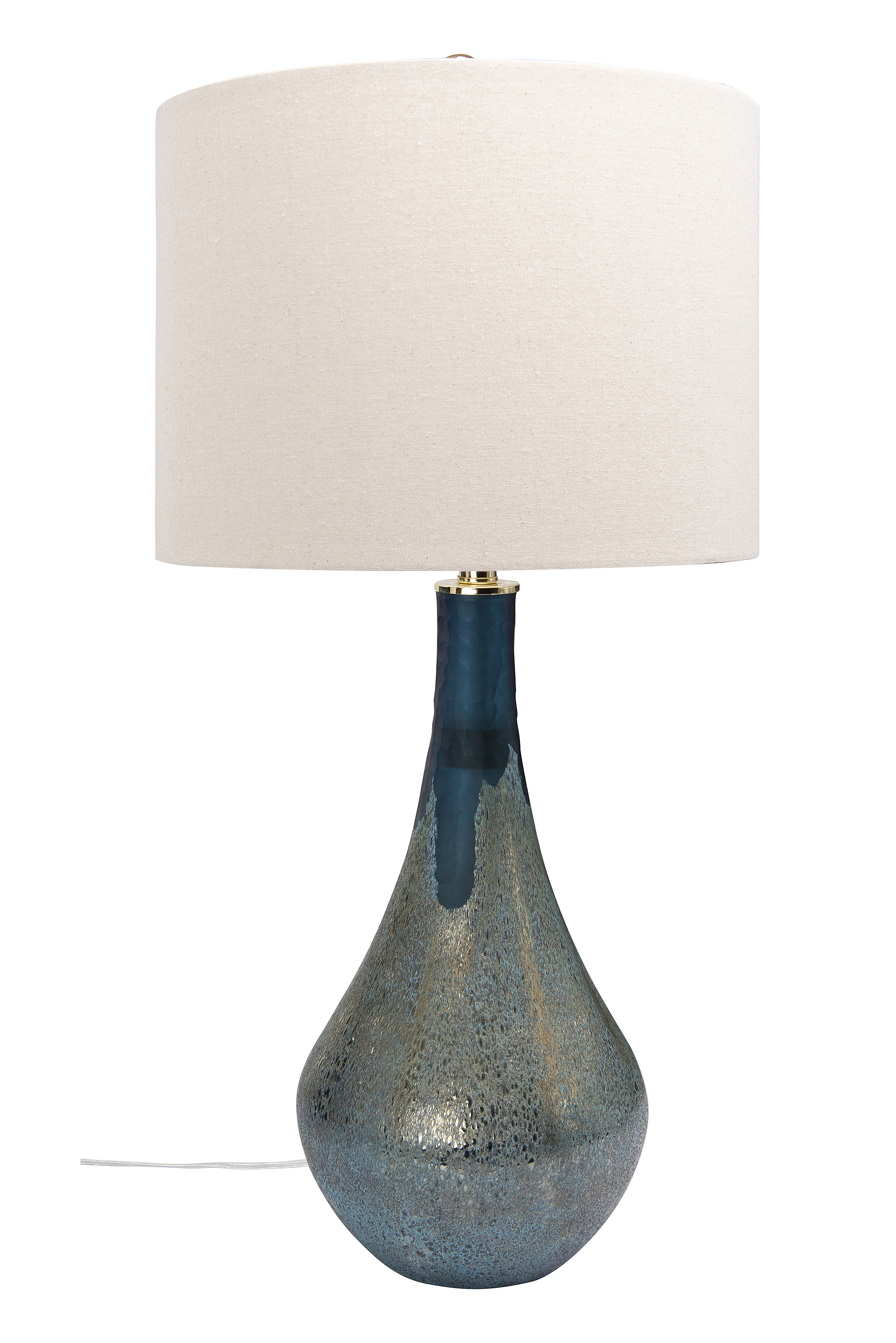 Glass Table Lamp with Opal Finish & Linen Shade - Image 0