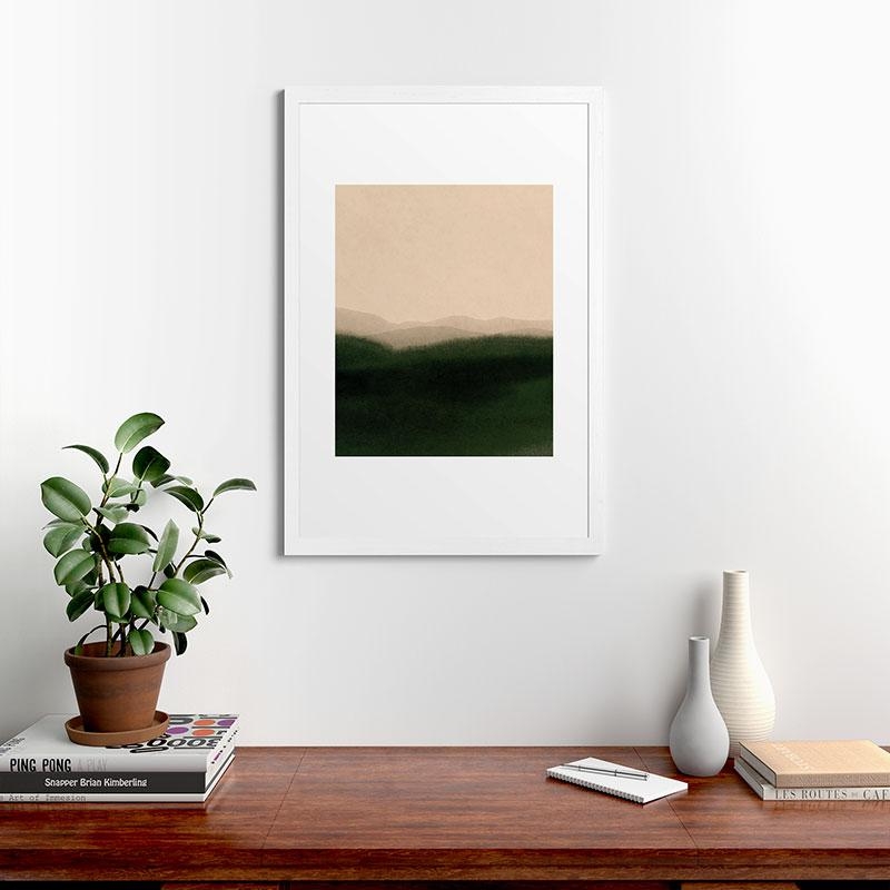 Green Hills by Iris Lehnhardt - Framed Art Print Modern White 24" x 36" - Image 1