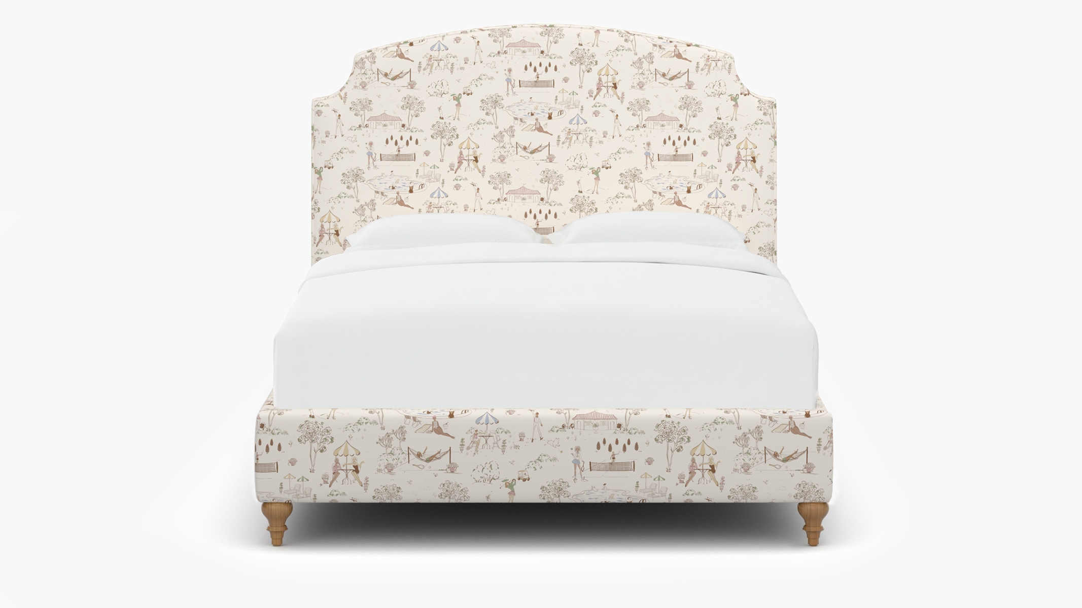 Cove Bed, Multi Country Club Toile, Natural Traditional Turned Leg, Twin - Image 0