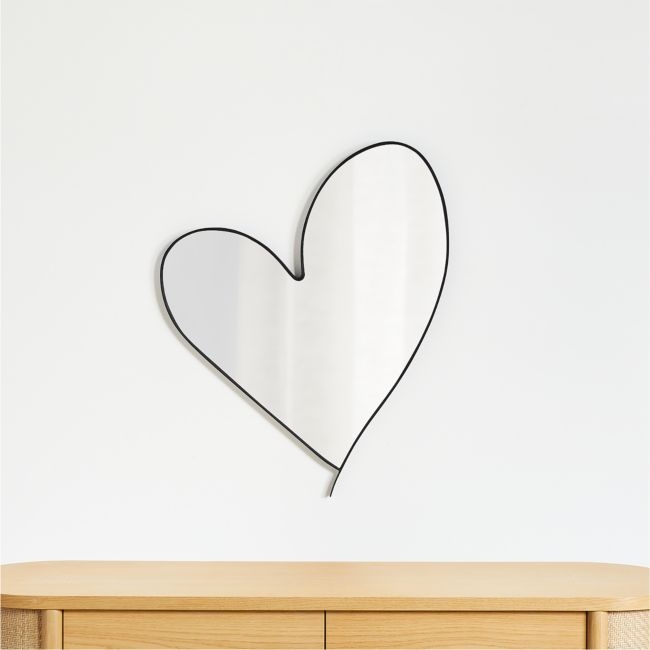 Large Heart Black Metal Wall Mirror by Leanne Ford - Image 0