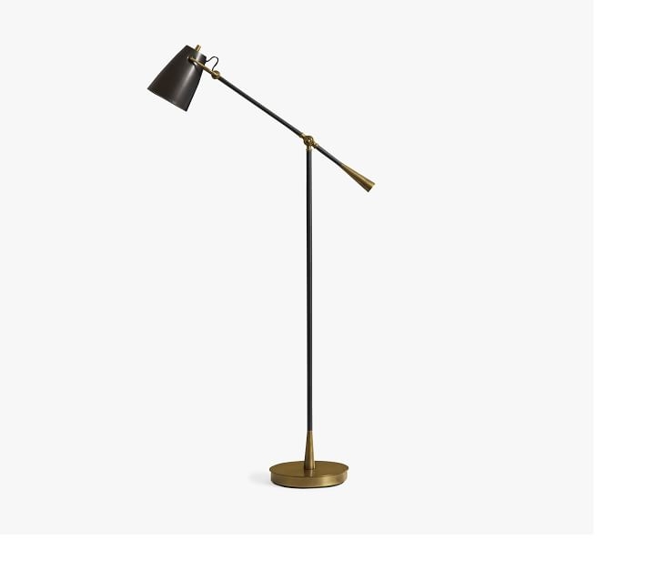Reese Articulating Metal Task Floor Lamp, Bronze & Tumbled Brass - Image 0