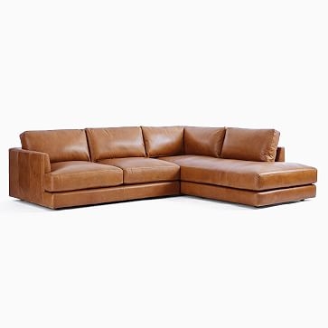 Haven Sectional Set 02: Right Arm Sofa, Left Arm Terminal Chaise, Poly, Saddle Leather, Nut - Image 2