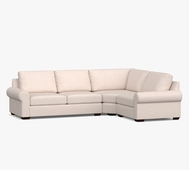 Big Sur Roll Arm Upholstered Left Arm 3-Piece Wedge Sectional with Bench Cushion, Down Blend Wrapped Cushions, Basketweave Slub Ivory - Image 2
