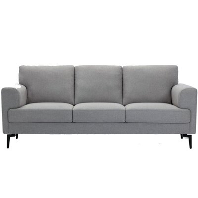 Sofa With Fabric Upholstery And Sleek Metal Legs, Gray - Image 0